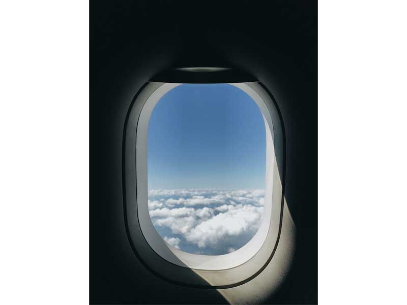 looking out an airplane window